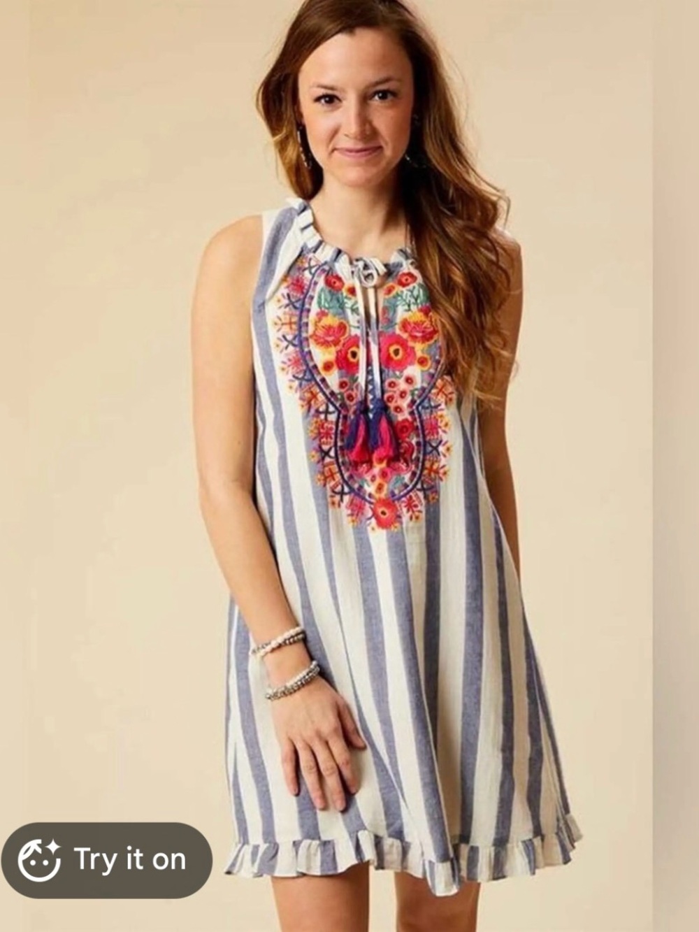 Altard State Callie Jo Embroidered Sleeveless Dress Size Large